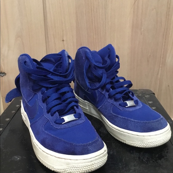 Nike Air Force 1 High Royal Blue Suede Kids Youth Basketball Size 4.5y - Picture 2 of 9